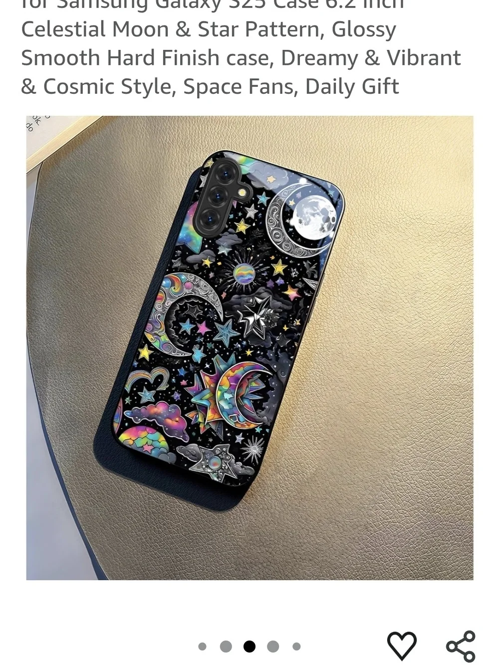 Celestial Moon & Star Phone Case for Samsung - Multicolor on Black